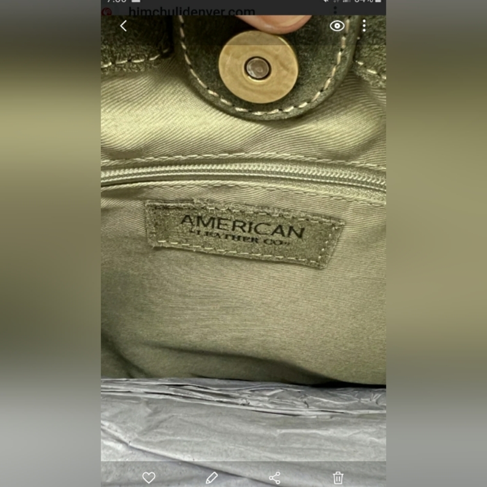 American Leather Co. Mercer Suede Woven Tote Olive Green - Picture 5 of 6